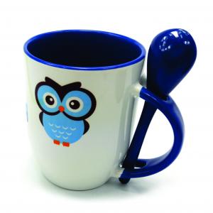 Caneca cerâmica com colher Caneca porcelana     
